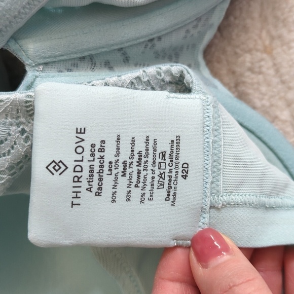 Plus Size Bra ThirdLove Artisan Lacy Racerback Bra 42D Designed In California - Picture 11 of 16